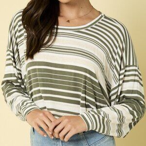 Olive Stripe Slouch Tee
